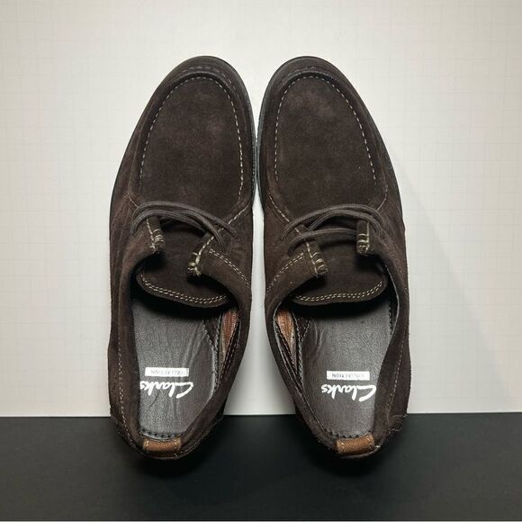 Mens CLARKS Delsin Rise Brown Leather Oxford Shoes / Size 8 Medium - Picture 6 of 10